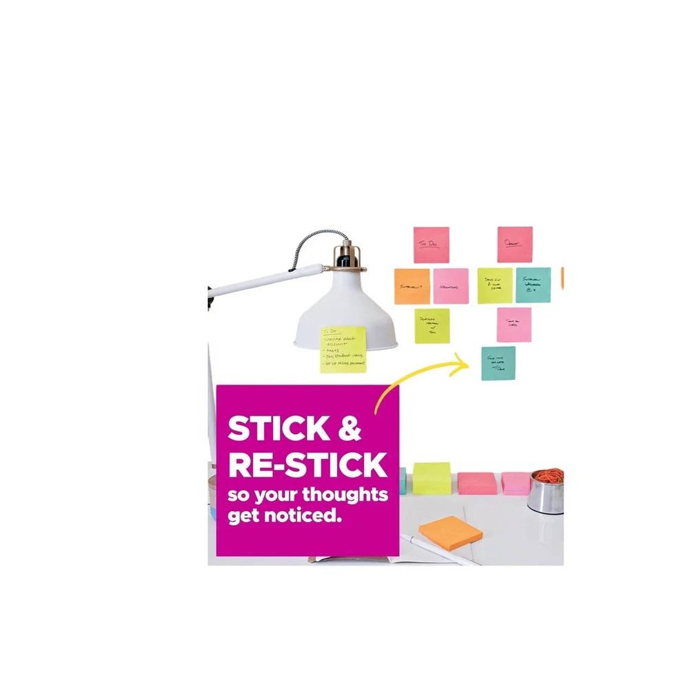 Set‎ of 2- Post-it Super Sticky Notes Supernova Neons Collection 675 Total Count